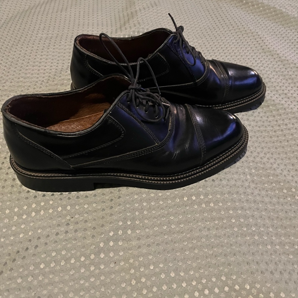 Carlo Morandi Black Leather Oxford‎ Dress Shoes Size 7 Made In Italy